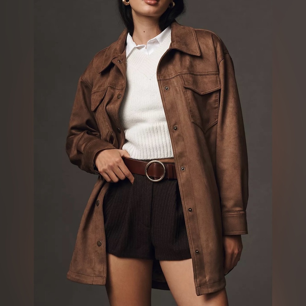 NWT Size XL- Anthropologie Relaxed Faux Suede Shacket (NWT US$158) - Picture 3 of 16